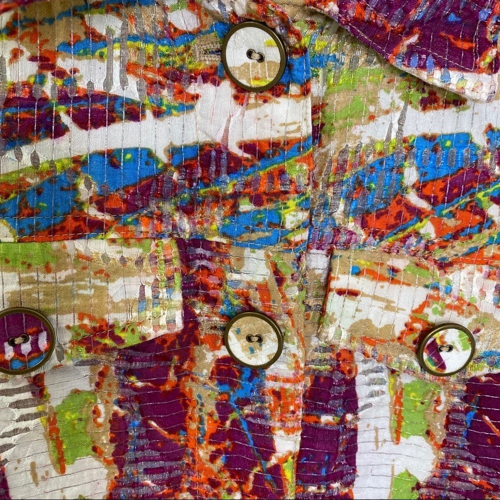 A la carte Womens Multicolor Abstract Art to Wear Button Up Jacket Size M - Picture 4 of 14
